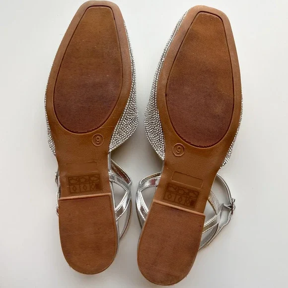 Journee Nysha Rhinestone Sparkle Formal Flats Womens 9 Silver - Picture 10 of 12